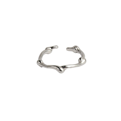 Minimalist Irregular Line Art Silver Ring