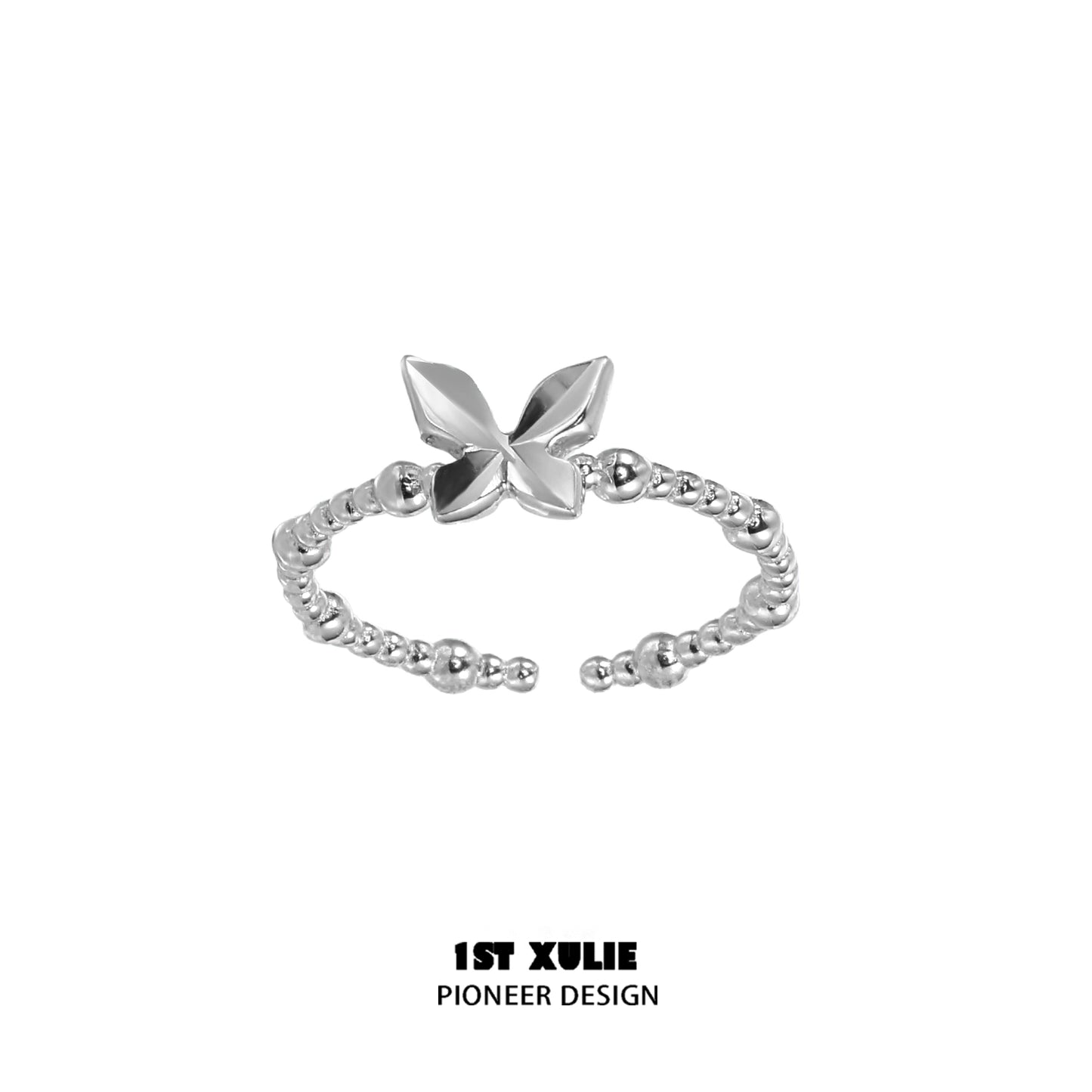 Punk Butterfly Shadow Silver Ring