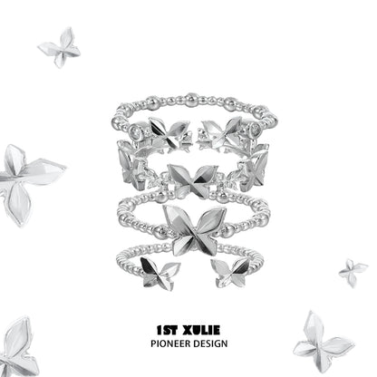 Punk Butterfly Shadow Silver Ring