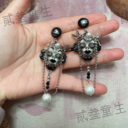 Earrings & Ear Cuffs-Two Three Children's Original Doll Earrings Dark Gothic Sweet Cool Niche Premium Dark Stud Earrings Sweet Cool Earrings