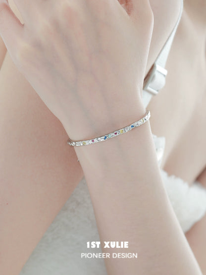 Dopamine Color Zircon Silver Bracelet