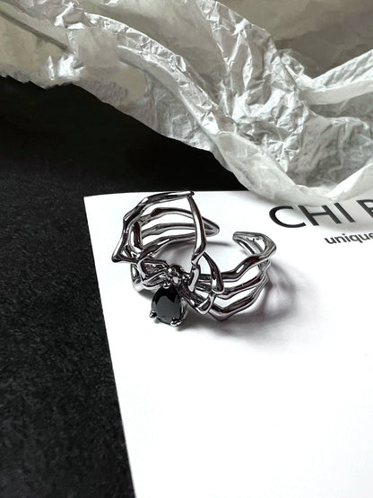 "Dark Spider" Zircon Ring