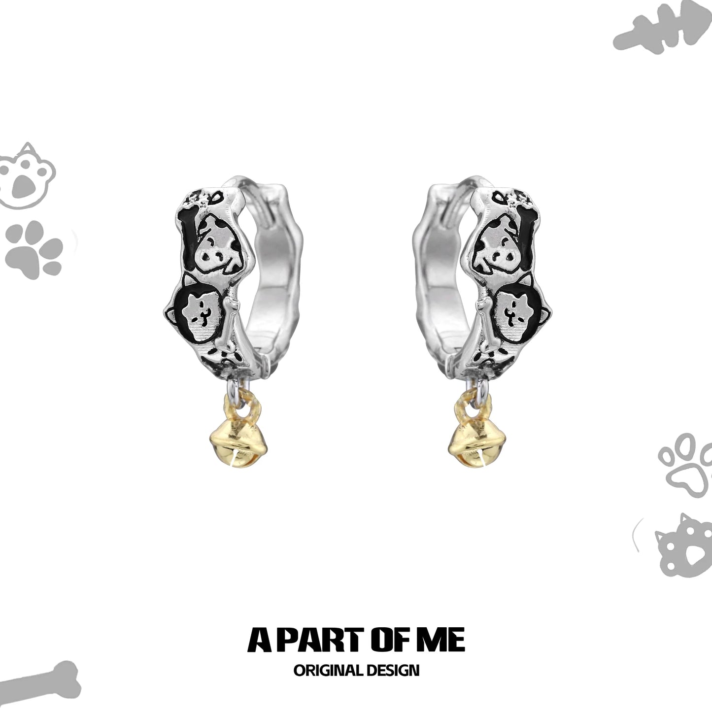 Graffiti Puppy Cat Bell Earrings
