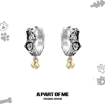 Graffiti Puppy Cat Bell Earrings