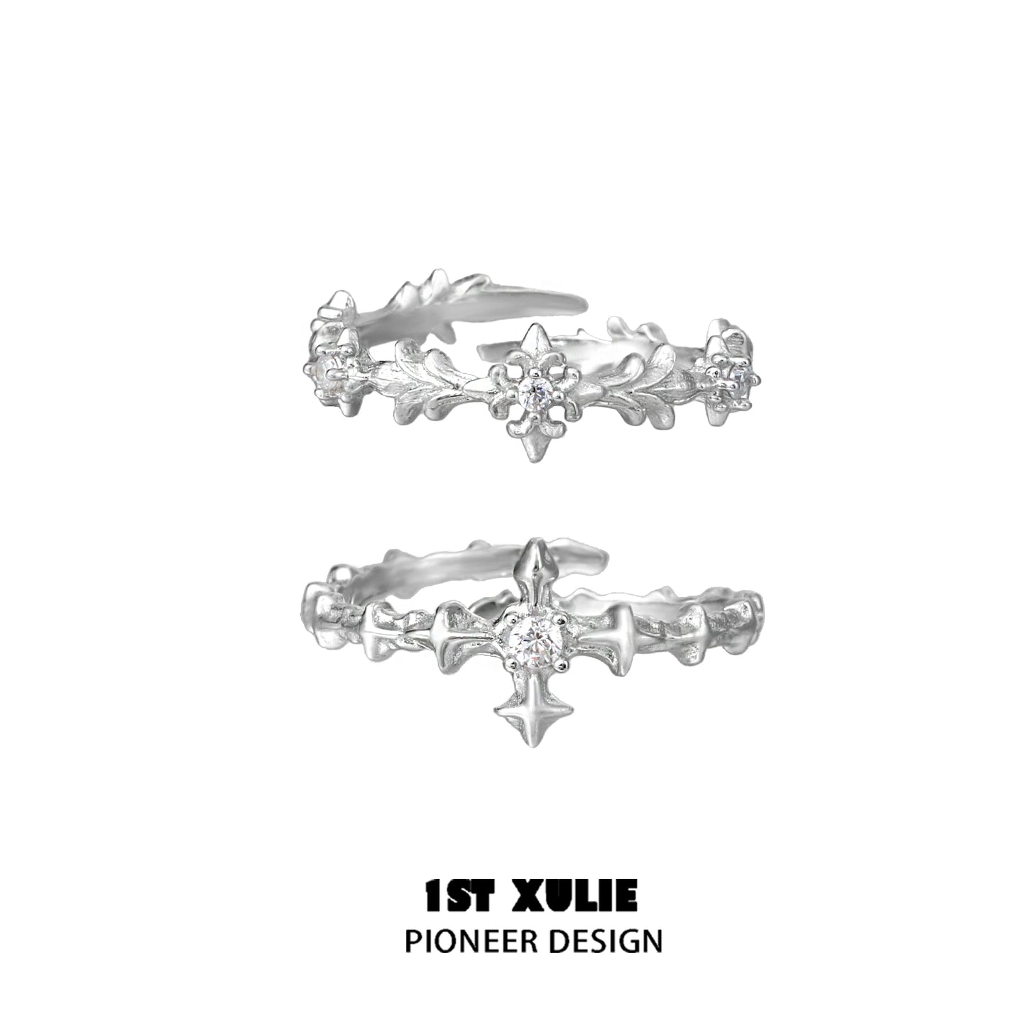 Guardian Cross Silver Couple Ring