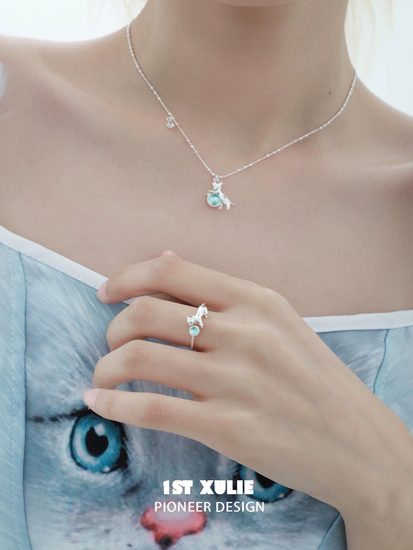 Summer Kitten Cute Silver Ring