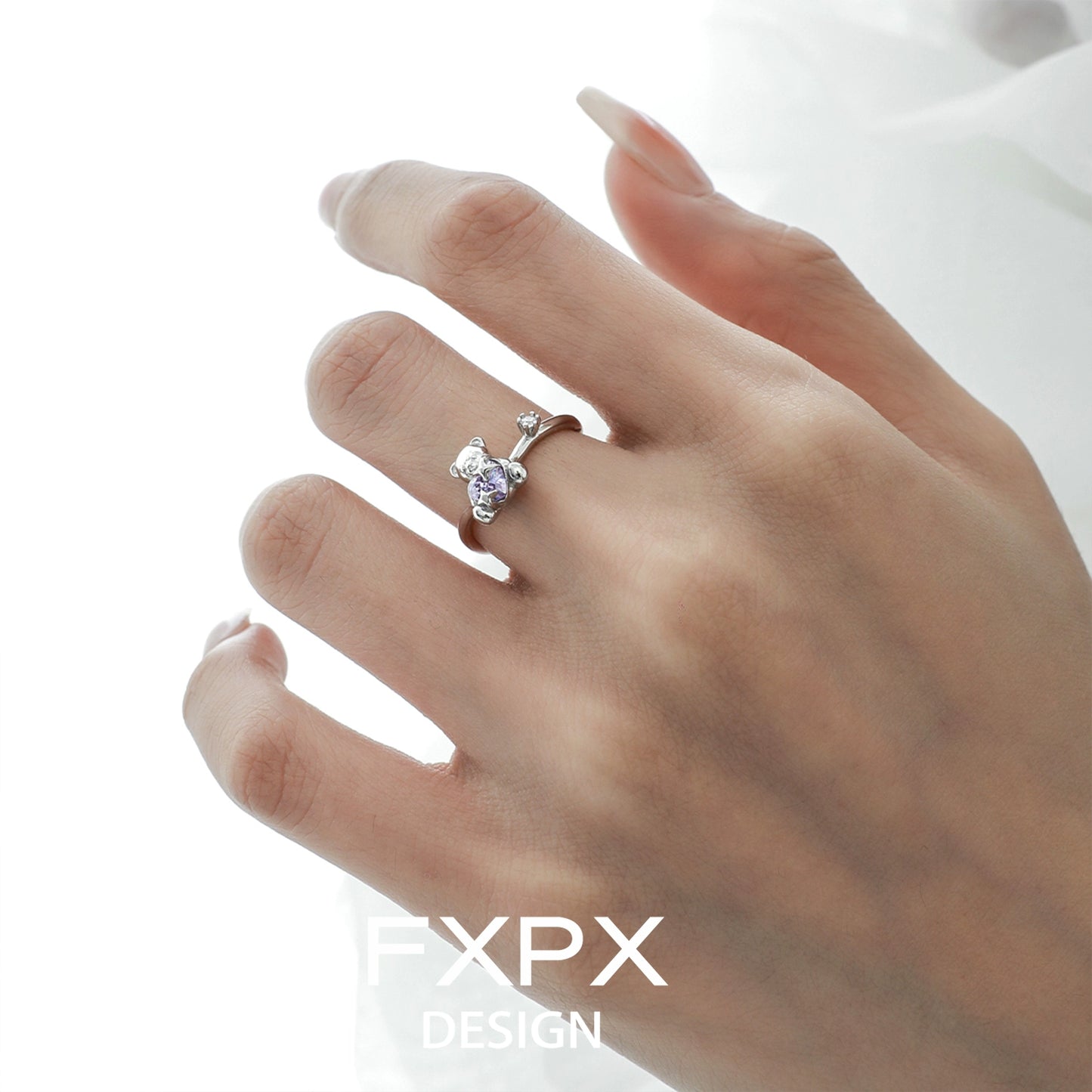 Purple Zircon Bear Ring