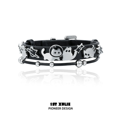 Y2K Playful Kitty Cute Leather Bracelet