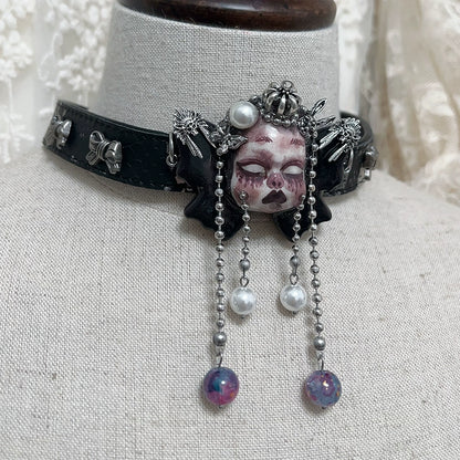 Choker-two three children original handmade belt collarbone chain subculture punk wind y2k dark babes goth choker