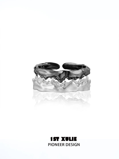Y2K Day & Night Couple Silver Ring