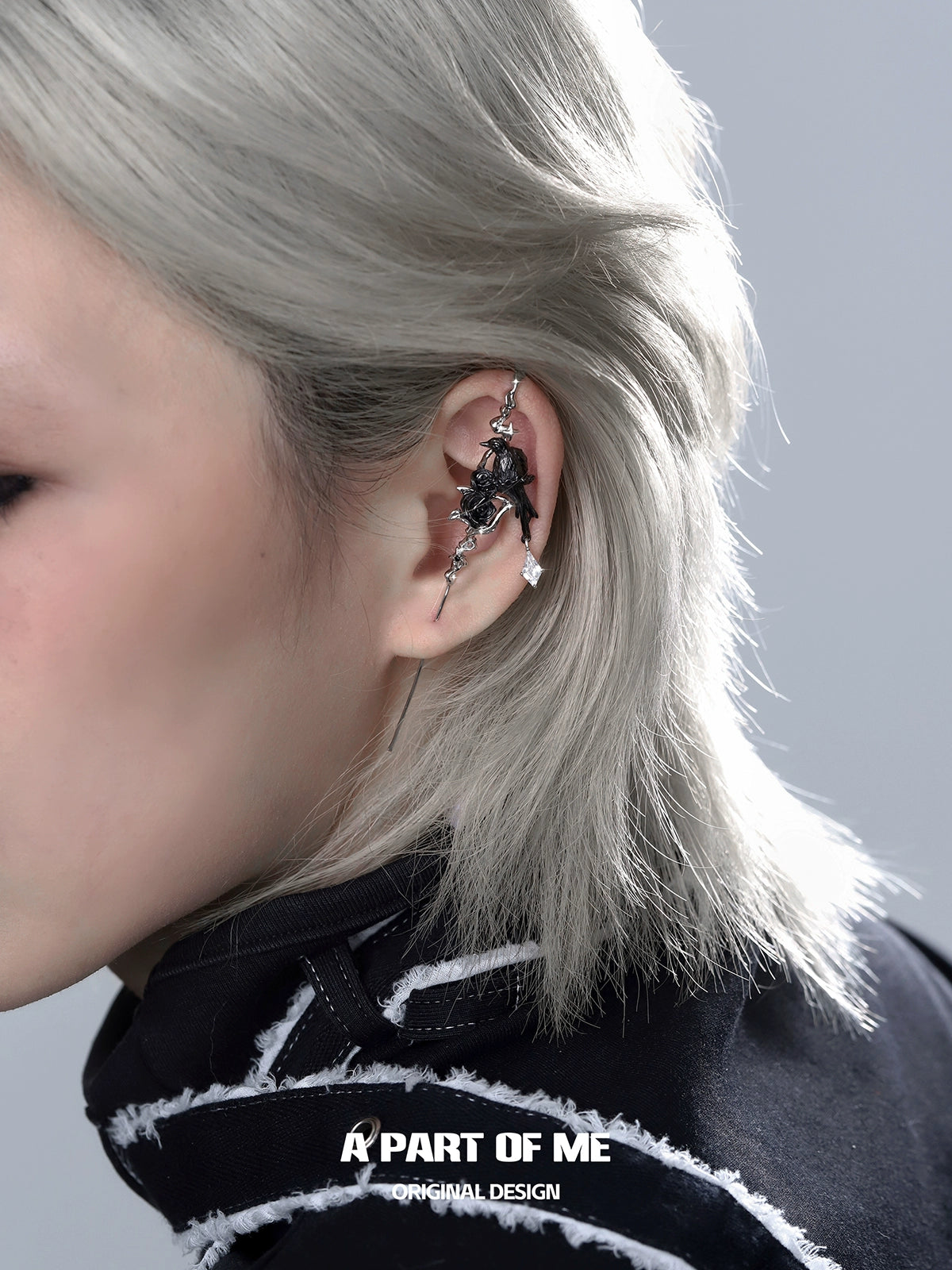 Dark Crow Rose Piercing Earrings