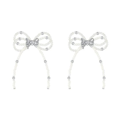 Sweet Pearl Bow Ribbon Earrings