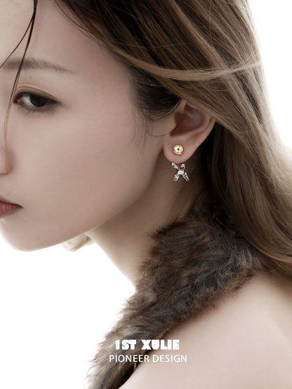 Lucky Coin Cat Stud Earrings