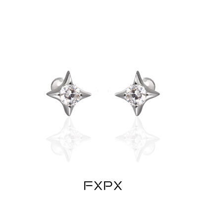 Radiant Star Silver Stud Earrings
