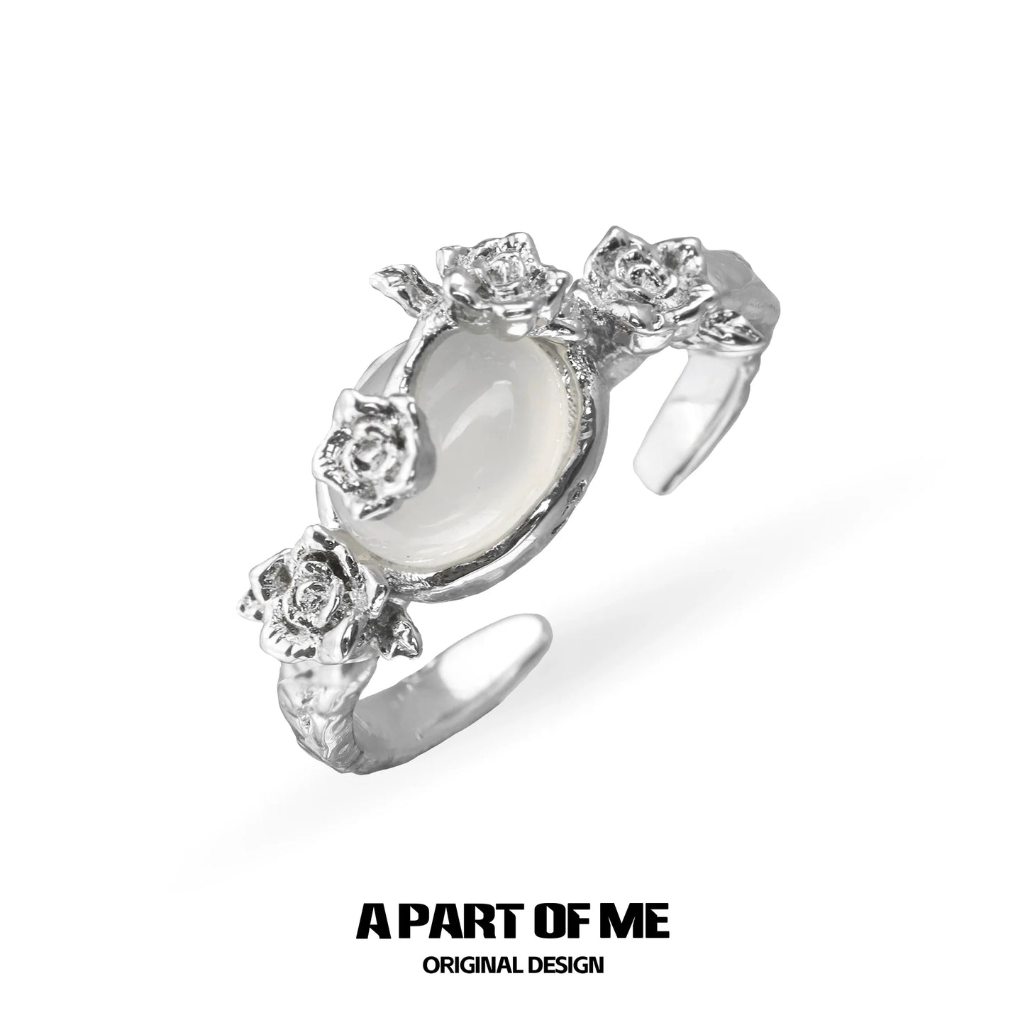 Silver Rose Agate Ring