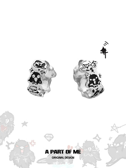 Cool Hand-Painted Crow Earrings