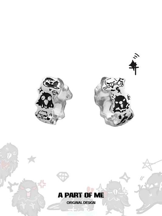 Cool Hand-Painted Crow Earrings