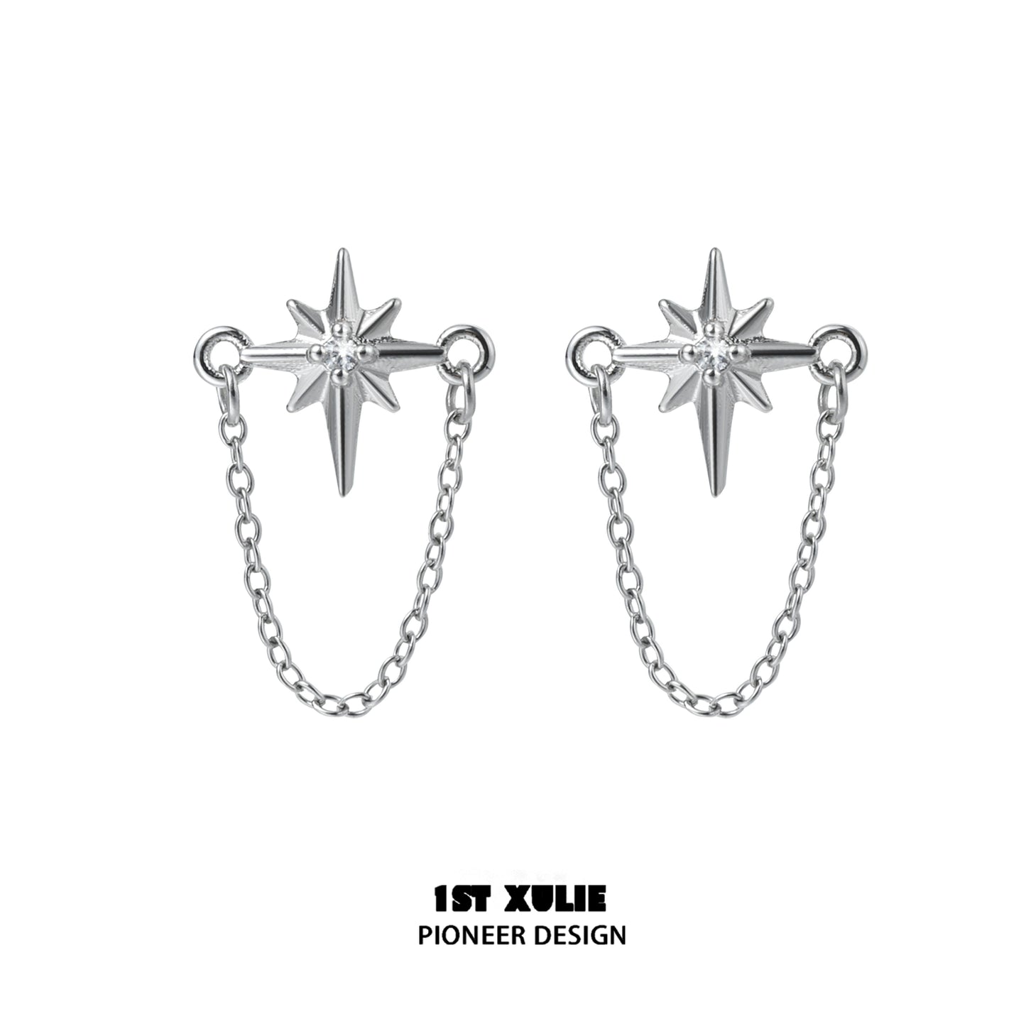 Futuristic Star Chain Earrings