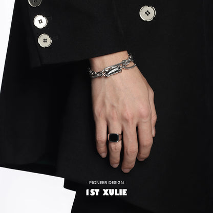 Trendy Cool Y2K Gray Diamond Punk Bracelet