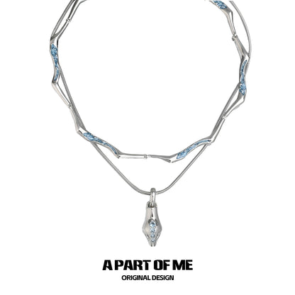 Stacked Blue Snake Necklace