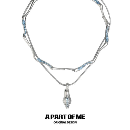 Stacked Blue Snake Necklace