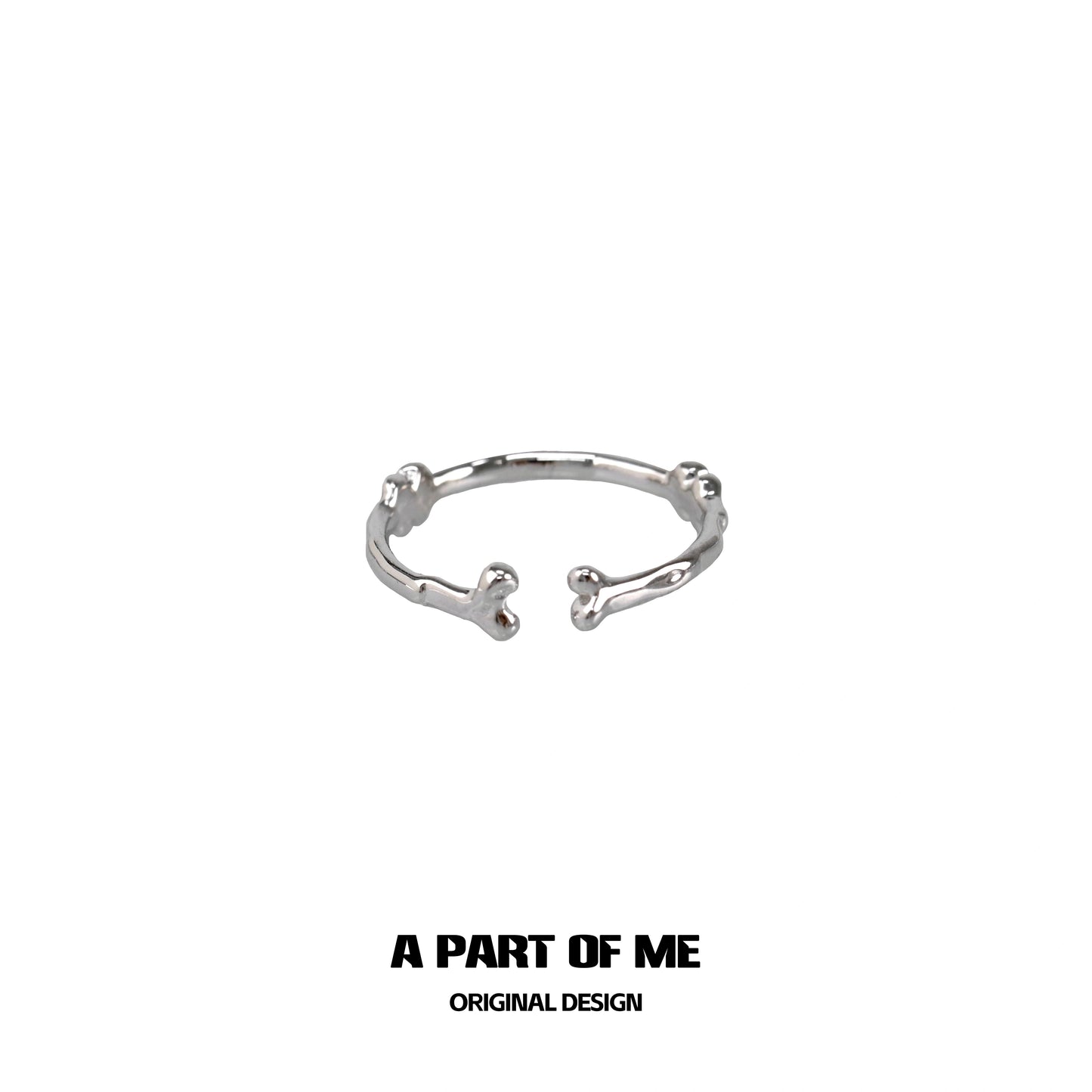 Abstract Bone Layered Silver Ring