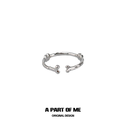 Abstract Bone Layered Silver Ring