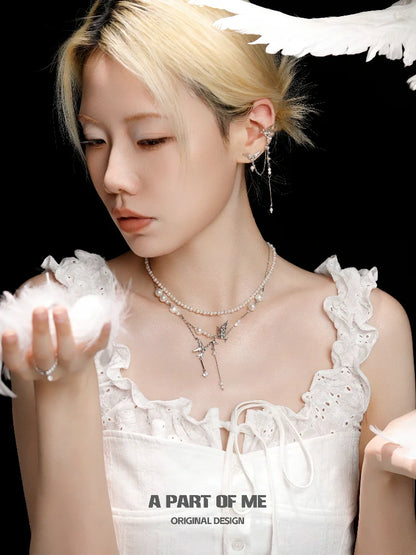 Flying Bird Pearl Ear Cuffs