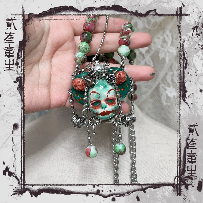 Necklaces- [Super Welfare] Two Three Children's Original Heavy Industry Punk Old Bead Chain Dark Ring Necklace Choker