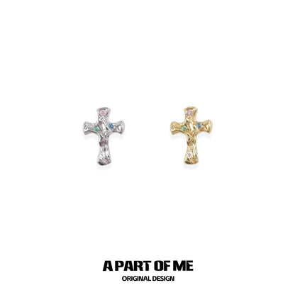 Colored Zircon Cross Earrings