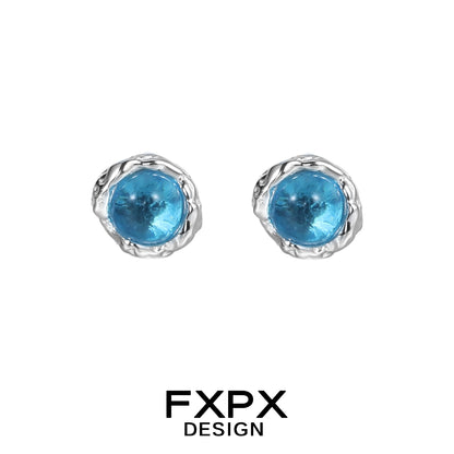 Turquoise Blue Screw Stud Earrings