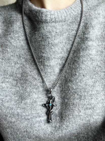 "Snake Wrap" Cross Necklace