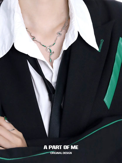 Slytherin Green Serpent Coil Necklace