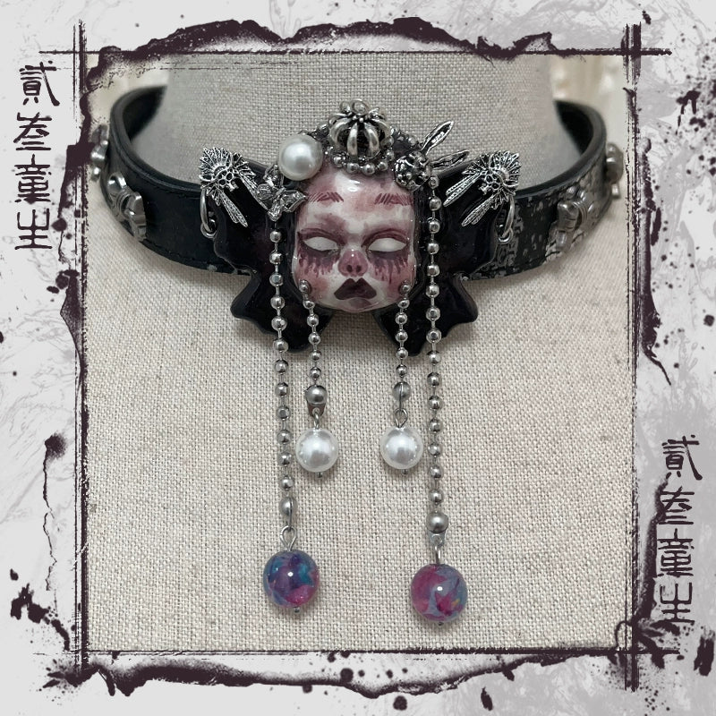Choker-two three children original handmade belt collarbone chain subculture punk wind y2k dark babes goth choker
