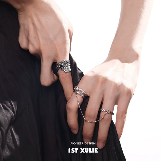Y2K Controller Chain Silver Ring