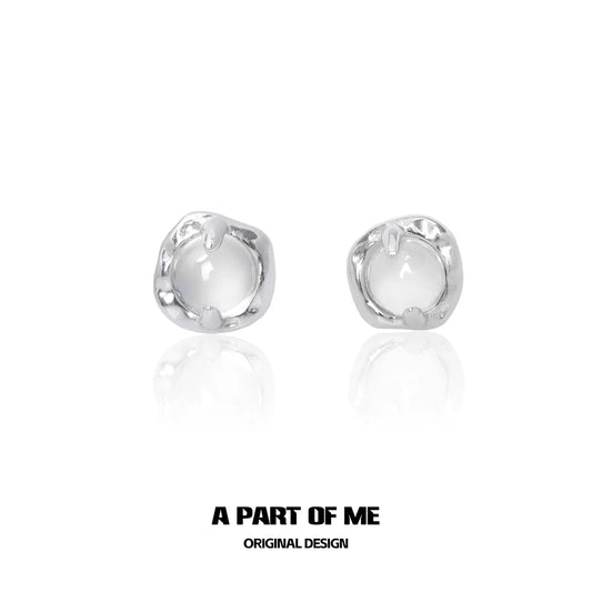 White Agate Mini Stud Earrings