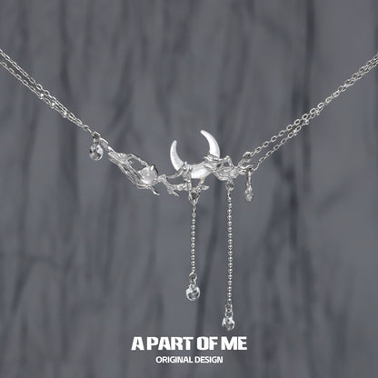 Falling Moon Silver Necklace