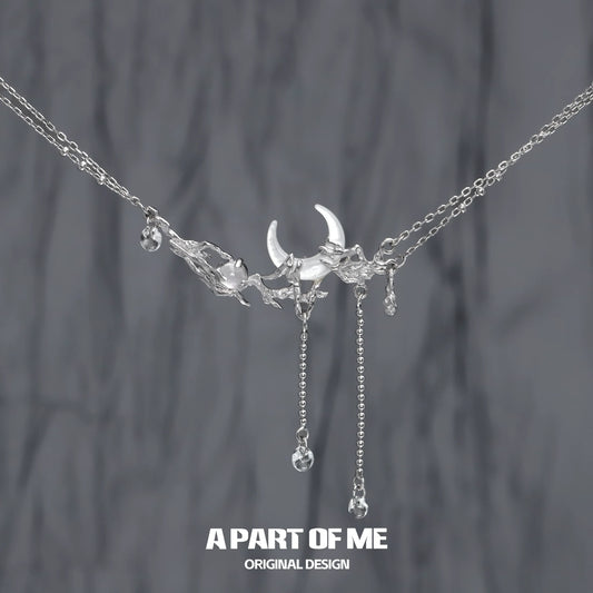 Falling Moon Silver Necklace