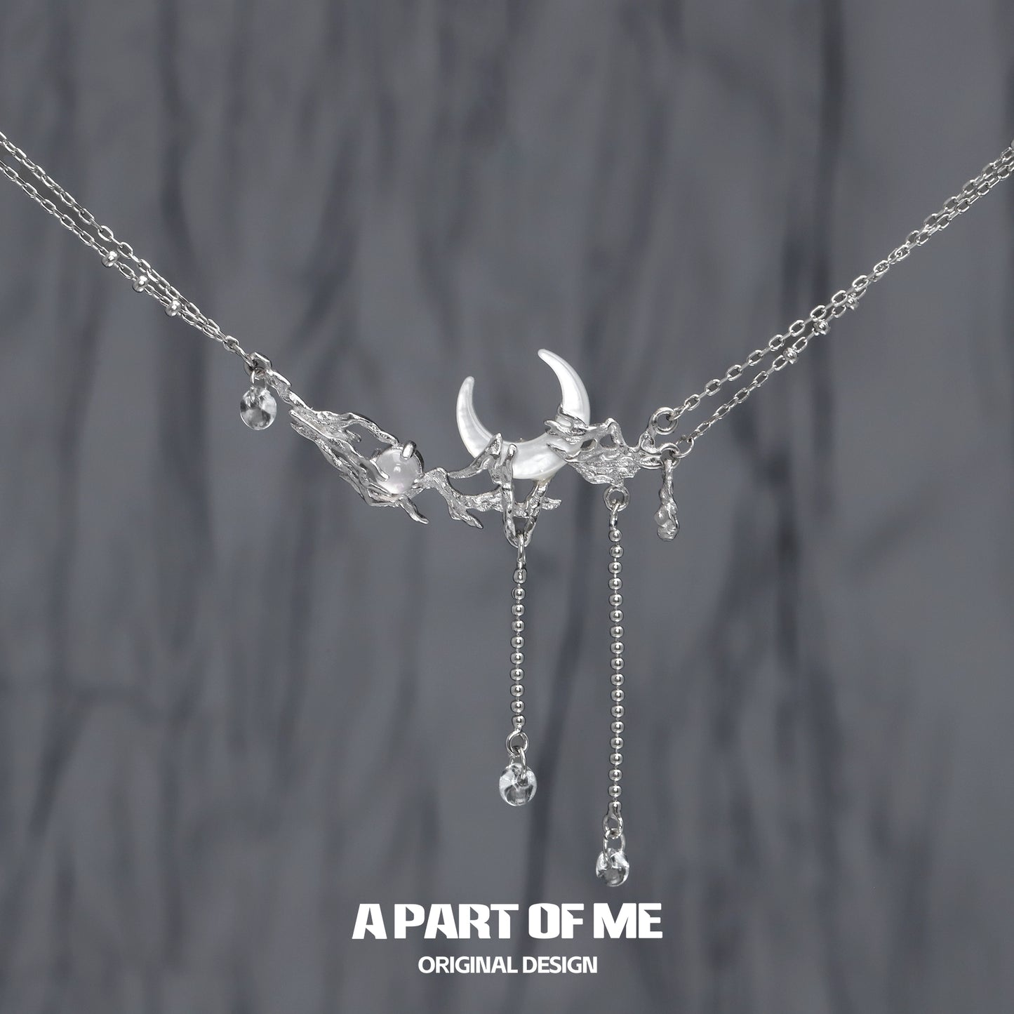 Falling Moon Silver Necklace