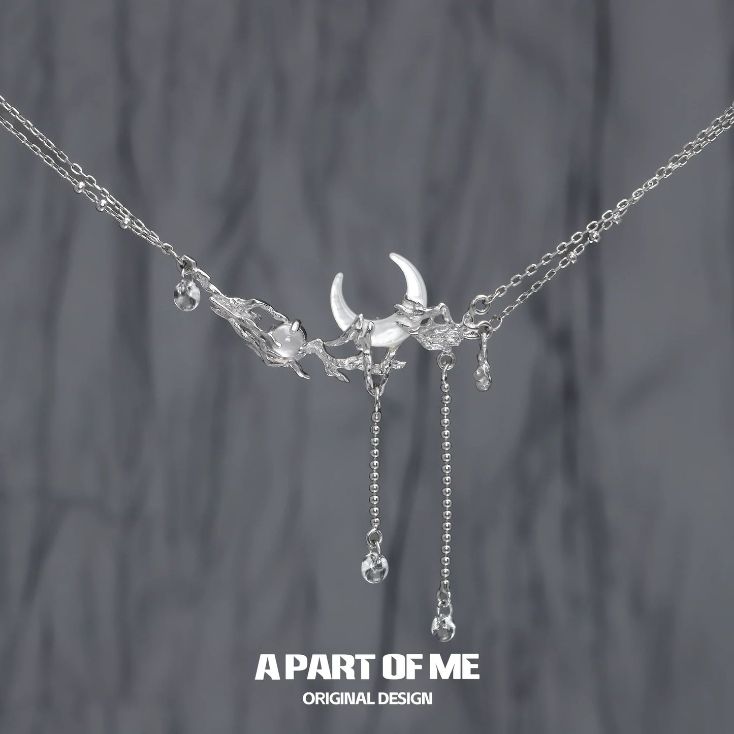 Falling Moon Silver Necklace