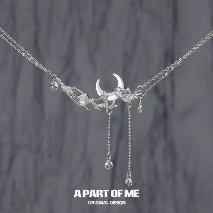 Falling Moon Silver Necklace