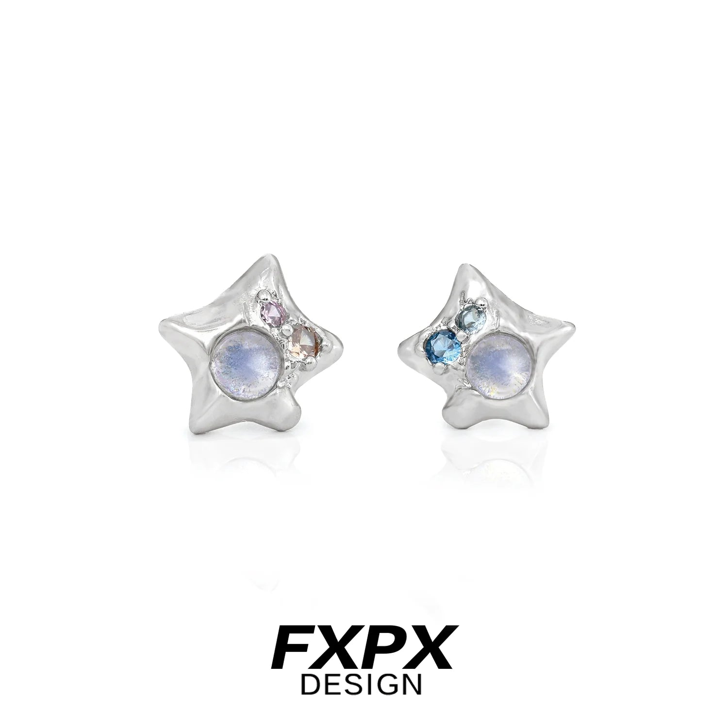 Stylish FXPX Y2K star earrings with colorful gemstones for a trendy look