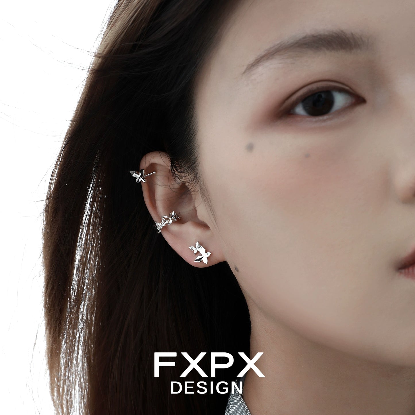 Futuristic Mirror Butterfly Ear Cuff