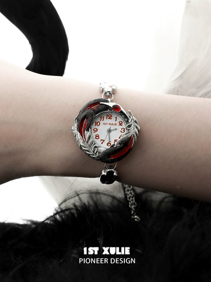 Gothic Bloody Feather Industrial Bracelet