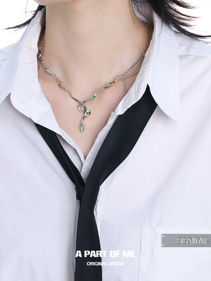 Slytherin Green Serpent Coil Necklace