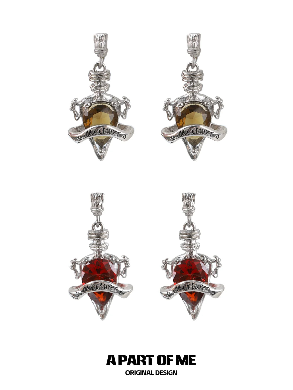 Red Zircon Retro Earrings