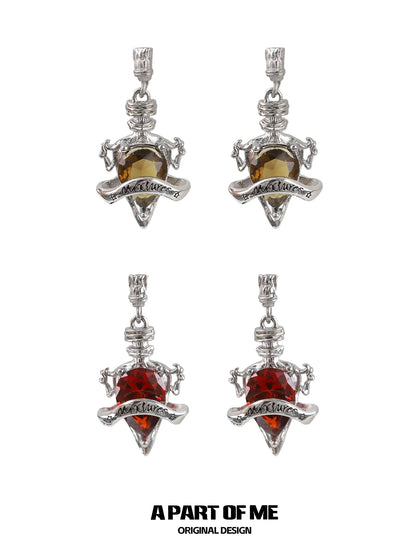 Red Zircon Retro Earrings