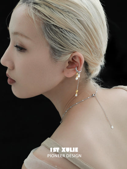 Elegant Lily Tassel Pearl Ear Cuff