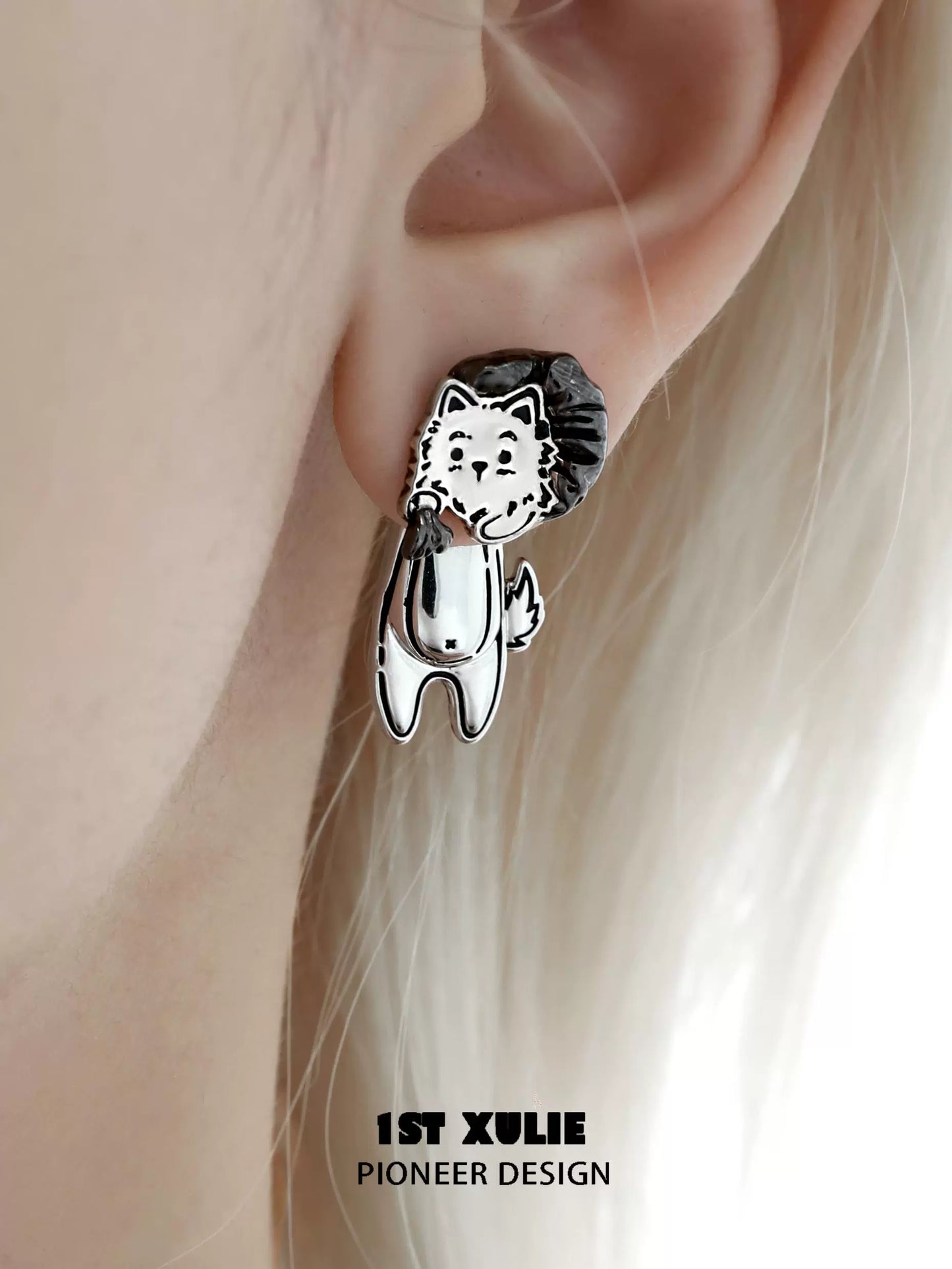 Joyful Pup Love Silver Earrings