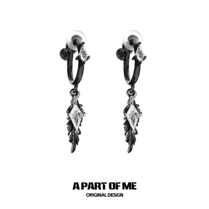 Y2K Feather Zircon Earrings